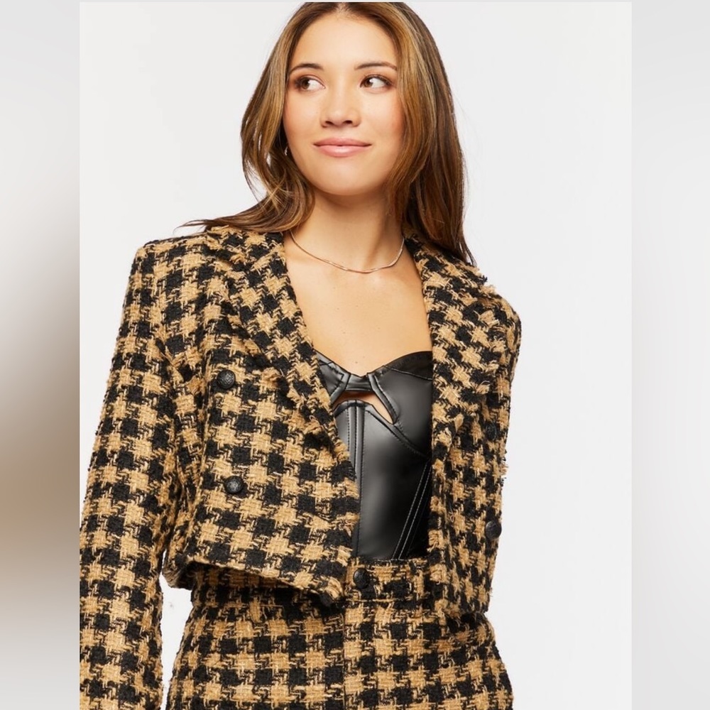 NWT Forever 21 Tweed Houndstooth Blazer
